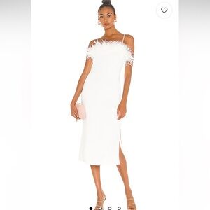 Elliatt Harley Dress in Ivory NWT Marabou Feather Detailing